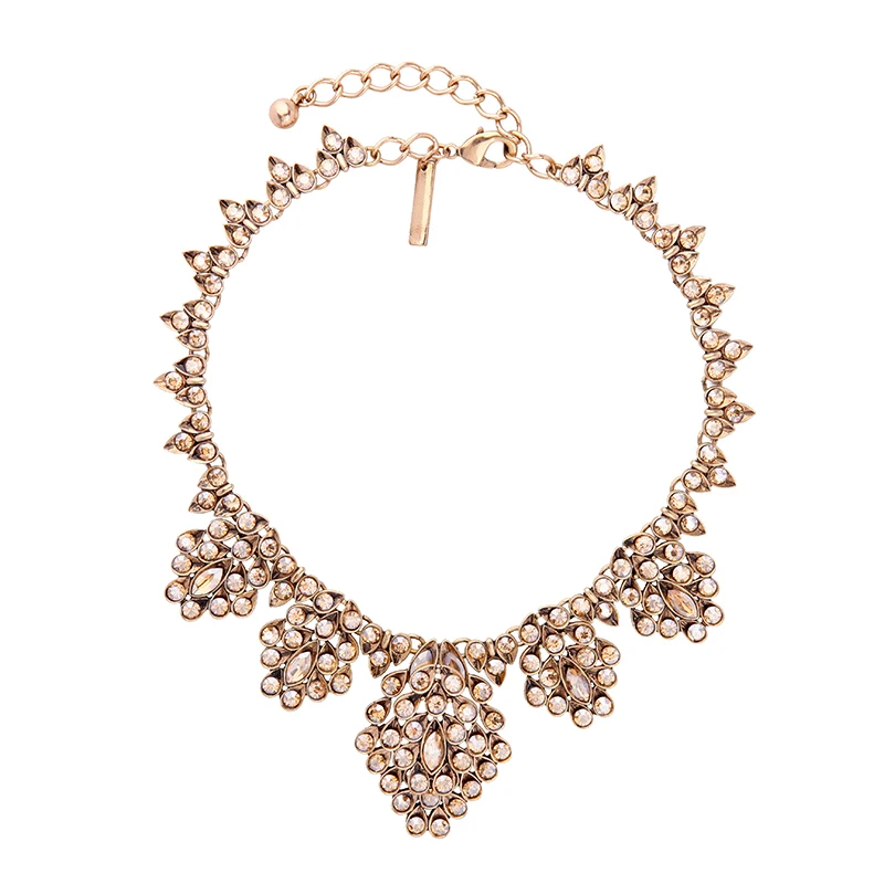 Женское Ожерелье с кристаллами цвета шампанского золотого цвета|crystal necklace|statement