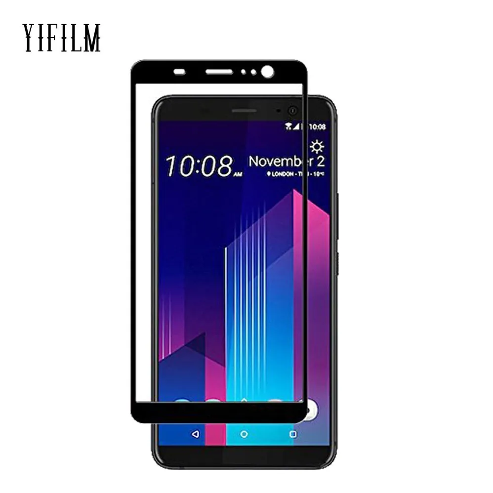 Для HTC U11 Plus 0 3 мм 2.5D шелковая печать полное покрытие закаленное стекло Защита