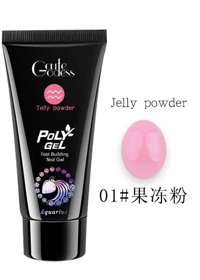 01 Jelly Powder 15 мл полигель для ногтей, акриловый полигель, 12 цветов, розовый, белый, прозрачный УФ светодиодный гель для наращивания ногтей - Цвет: 01 Jelly Powder