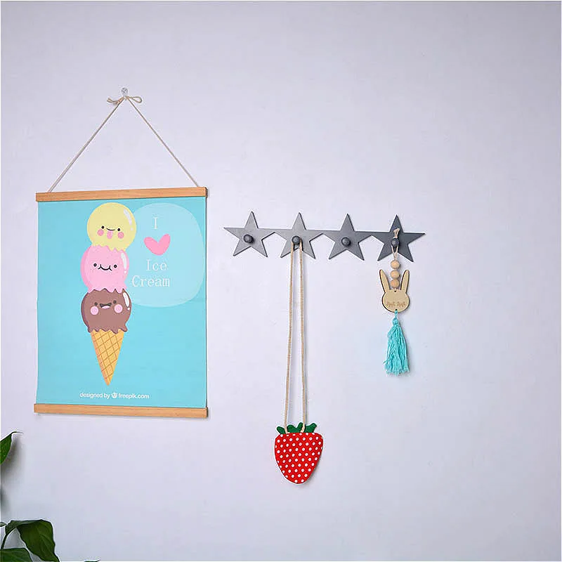 4 крючка скандинавские деревянные полки стеллаж для детской одежды настенная