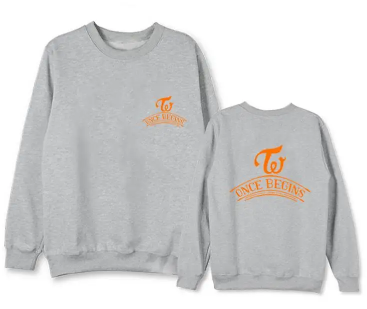 

Kpop twice fans meeting once begins same printing o neck thin/fleece sweatshirt once unisex supportive loose pullover hoodie