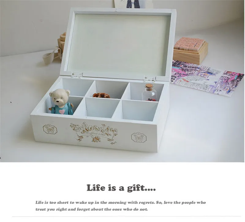 Многофункциональная деревянная коробка для хранения косметики в стиле ретро