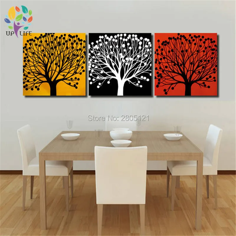 Настенная абстрактная картина с изображением горизонтального дерева 3 цвета|picture