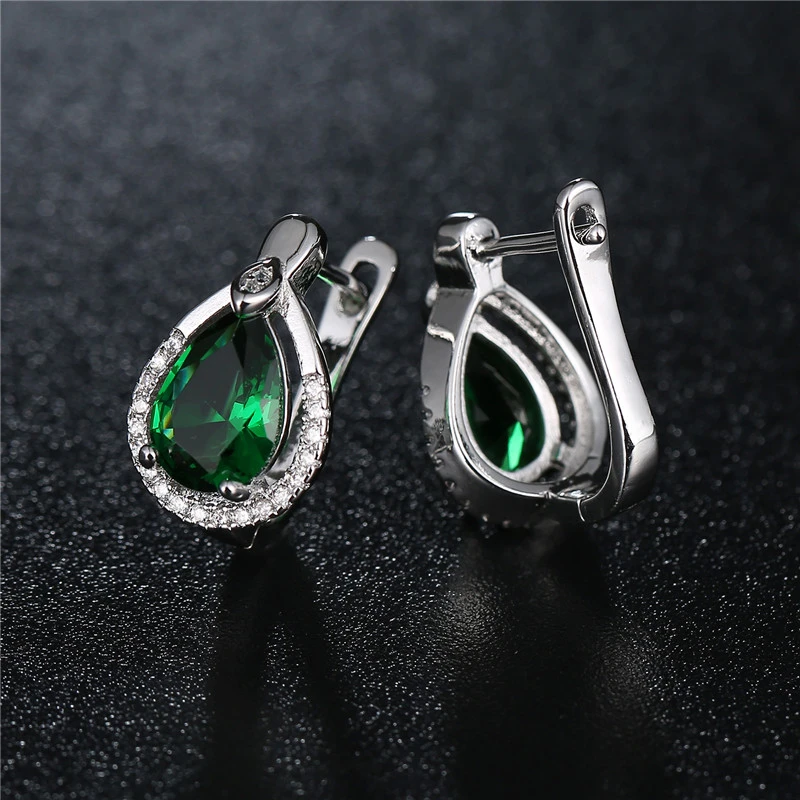 Брендовые Роскошные серьги-кольца FYM с большим зеленым кристаллом модные серьги