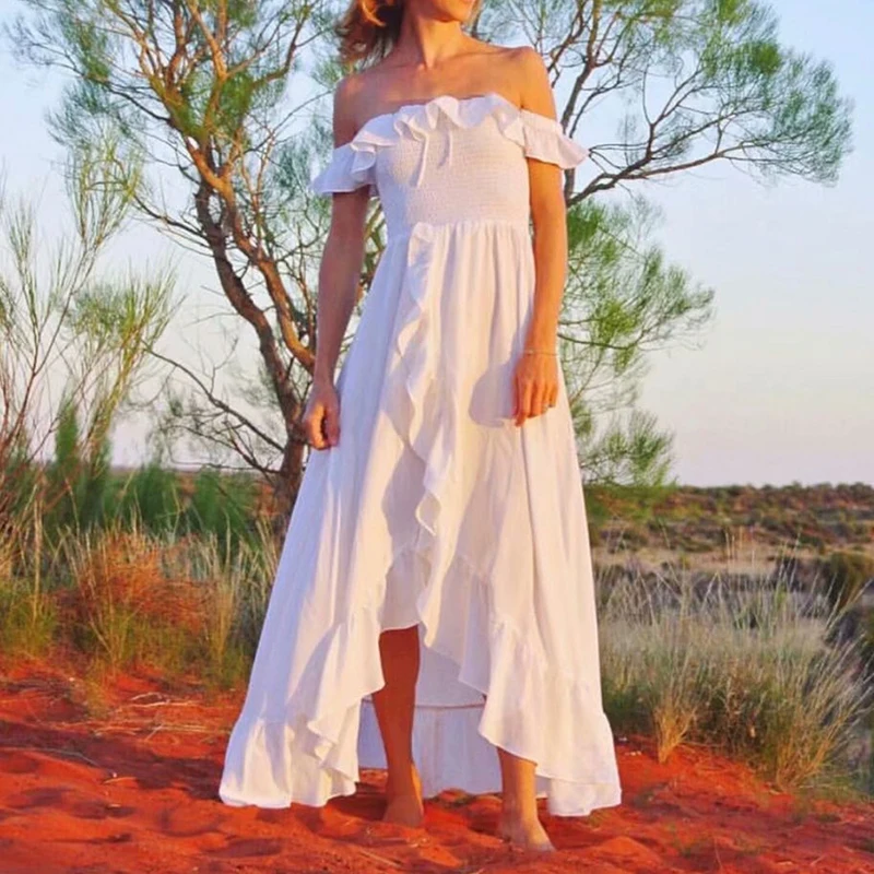 Лето 2019 новое с открытыми плечами сексуальное Струящееся гофрированное