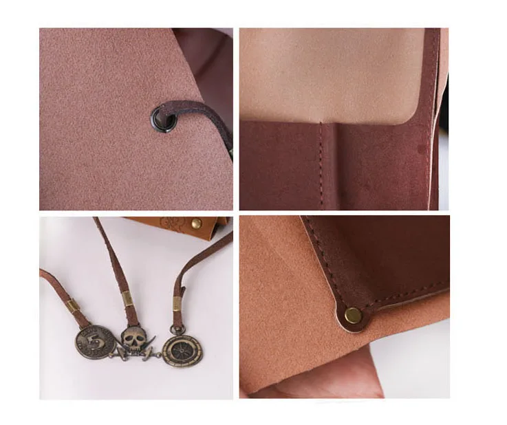 

1 PC Vintage Pirate-Treasure-Map-Style Rolled PU Leather Pencil Bag & Pencil Case with Bronze Pendant for School & Office
