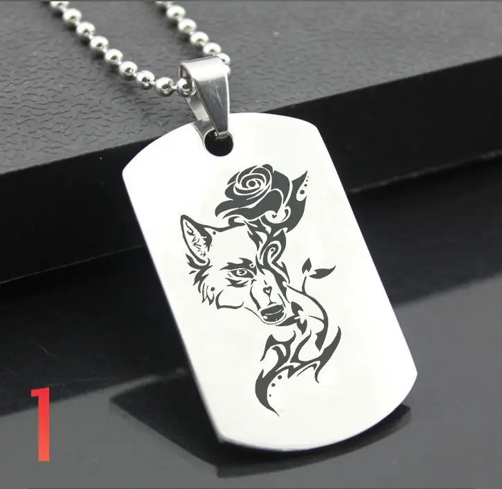 Perfect JL Wolf Totem Western Style Army card Personalized Diy Letters Pendant Steel Necklace personality Gifts LTT01 | Дом и сад