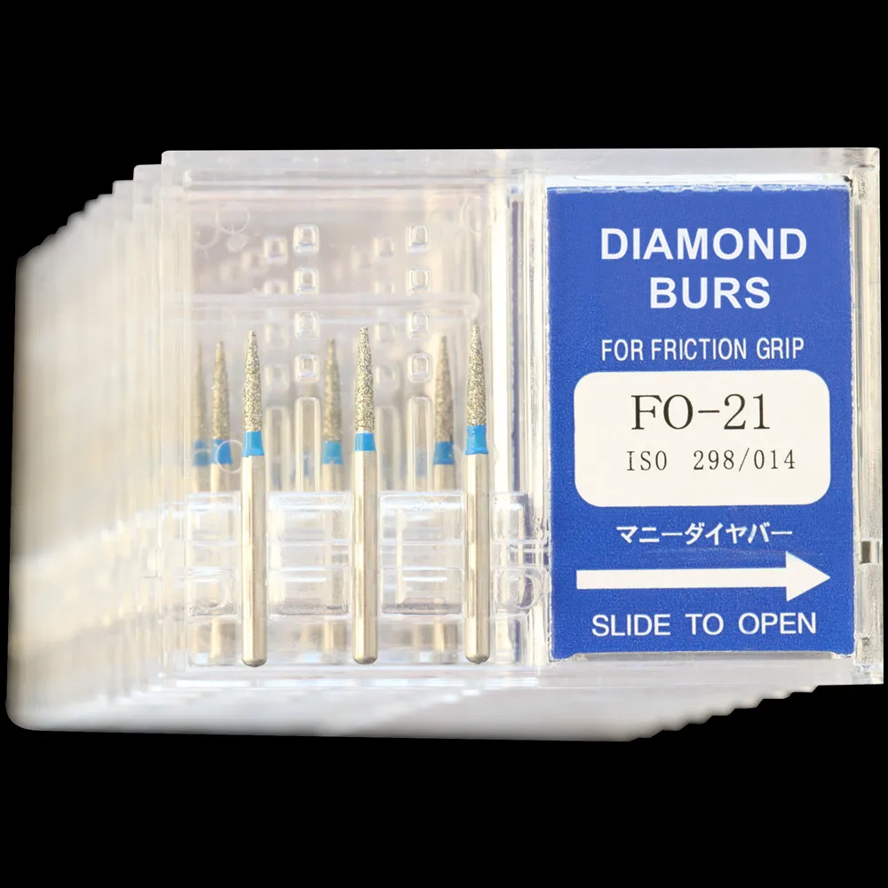 30 шт(10 Коробки) зубные Алмазные Боры FO-11/FO-21/FO-22/FO-25/FO-25 полировщик дрель высокого Скорость шлифовка наконечникка для бормашины стоматолог на рифленой подошве - Цвет: FO-21