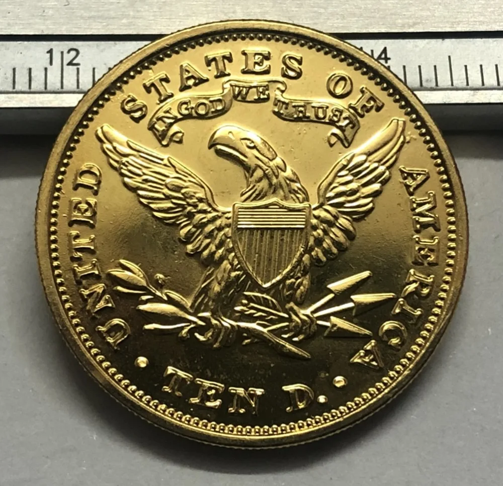 1868 Соединенные Штаты свобода голова (девиз на обратной стороне) $10 Золотая копия