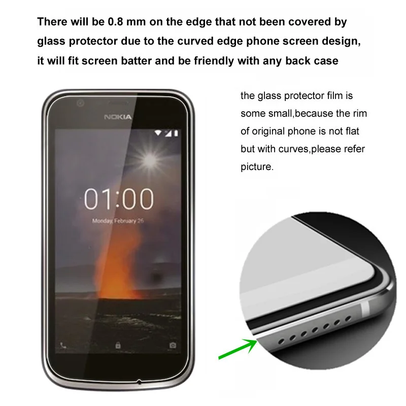 Закаленное стекло для Nokia 1 2 шт. ультратонкая Защита экрана 2018 пленка TA-1047 TA-1056 HATOLY