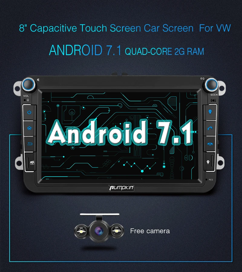 Pumpkin 2 Din " Android 7,1 Автомобильный мультимедийный плеер без DVD gps навигации для VW/Skoda/Seat/Golf Автомобильный Радио стерео аудио плеер