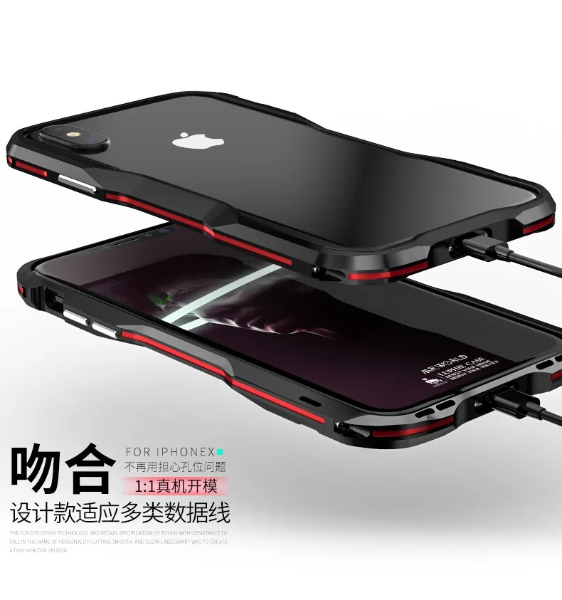 Для iphone X XR XS MAX чехол роскошный чехол тонкий жесткий 3D защитный корпус металлический бампер для iphone 7 8 Plus алюминиевая рамка Броня