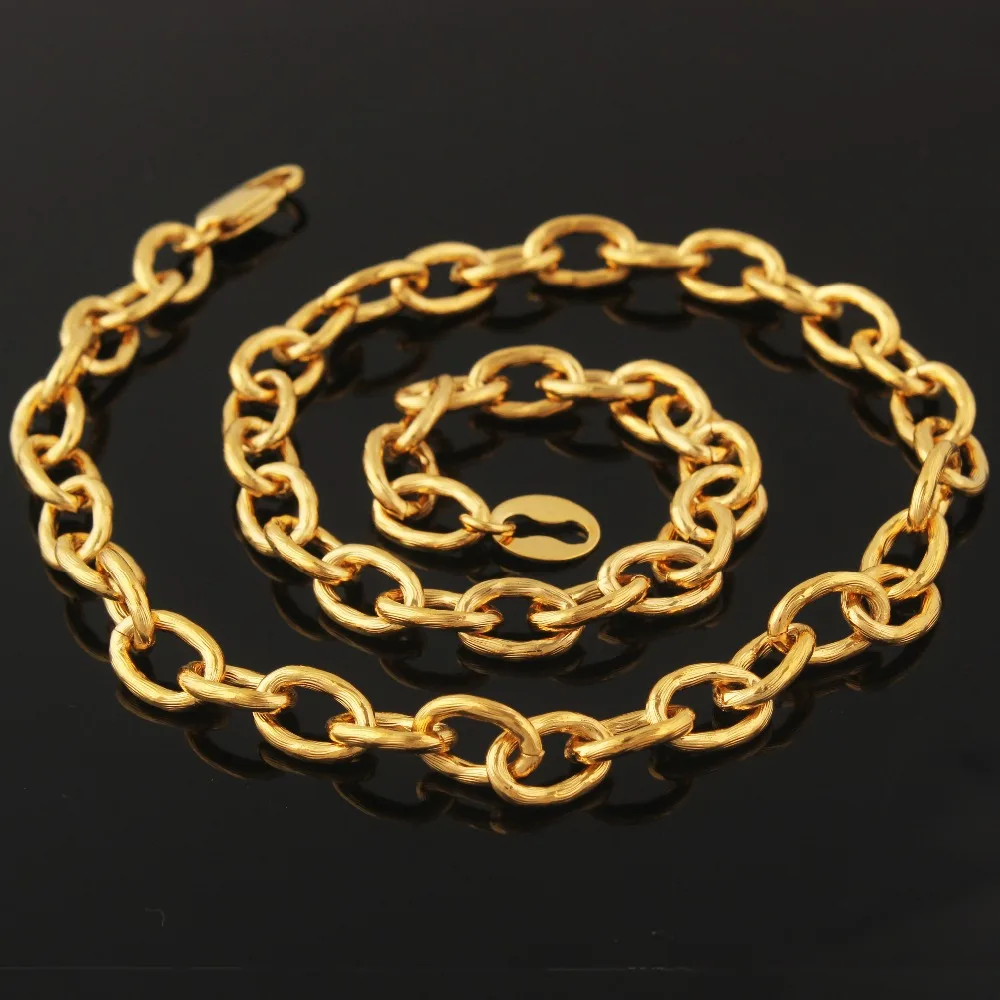 Классический Большой Круг Звено Цепи Золотое заполненное ожерелье для женщин