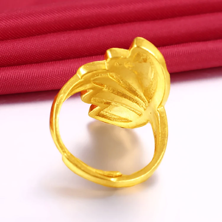 Popular Vietnam Sand Gold Open Women's Ring Delicate 3D Flower No Fade Plated Fist Knuckles Rings for Women unusual goods