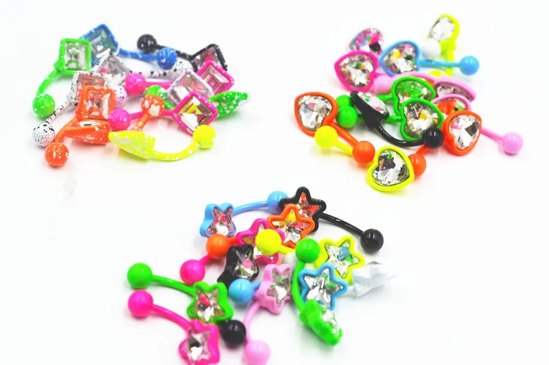 

Free shippment 50pcs Body Jewelry -New Candy Color Navel Dangle Belly Rings Button Barbells 14g~1.6mm