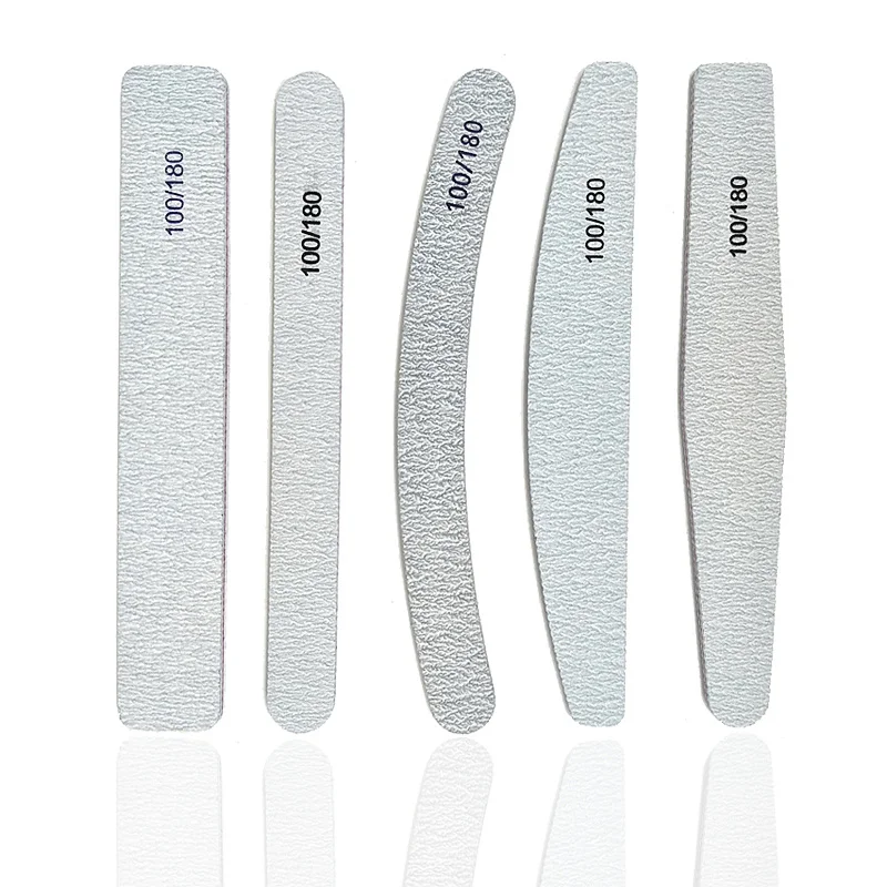 

5 шт./компл., серый профессиональный моющийся пилочка для ногтей, 100/180 Semilune, шлифовальный буфер, маникюрный инструмент, разные стили, инструме...