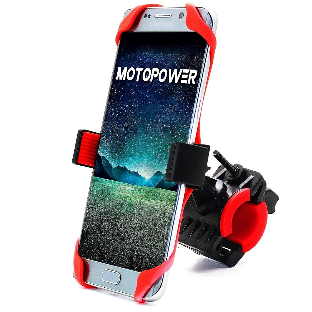 

MOTOPOWER MP0616B Universal Bike Motorcycle Phone Mount Holder -Holds Phones Up To 3.7" Wide - RED