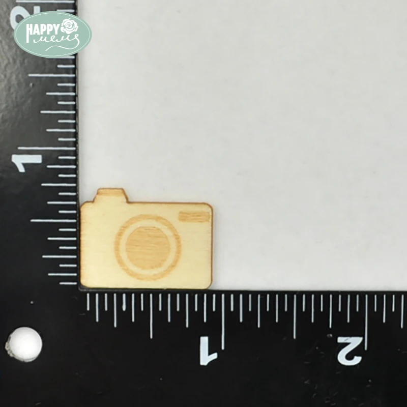 

Happymems Wood Shapes Camera Design 24pcs/lot Unfinished Wooden Craft Wall Stickers Scrapbooking Embellishments