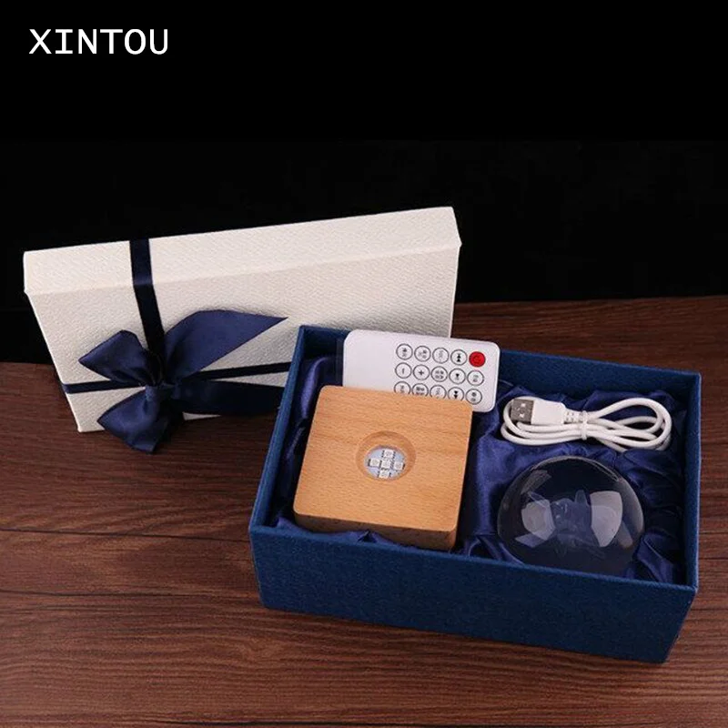 XINTOU 80mm Crystal Glass Ball Rose Artificial Flower Globe Wooden Bluetooth Music Box Base Wedding Decoration Accessories Gifts | Дом и сад