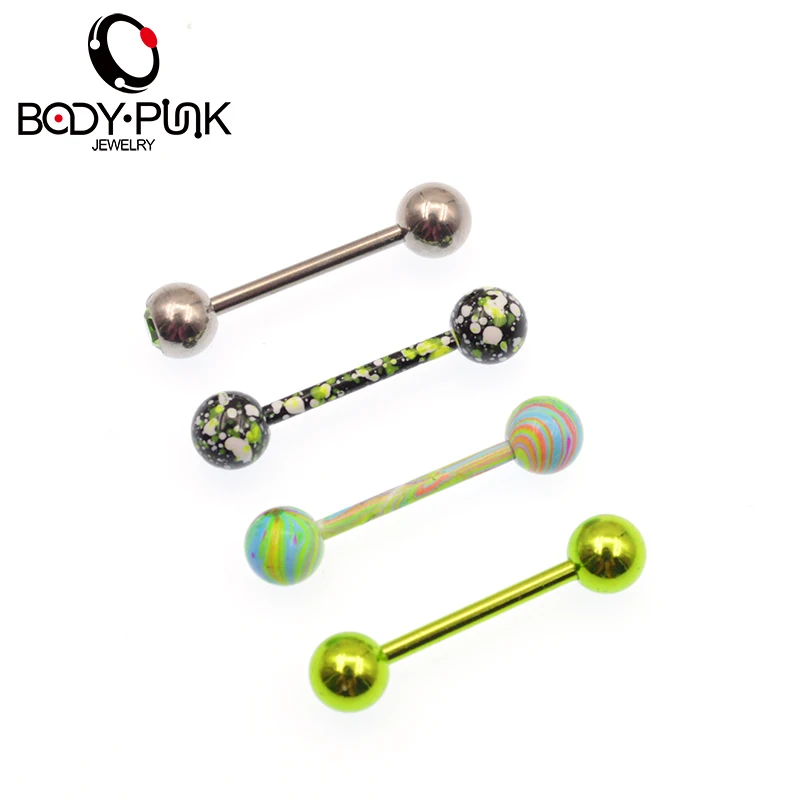 Тело Панк Горячие Продажи 1 комплект язык кольцо стержень из нержавеющей стали