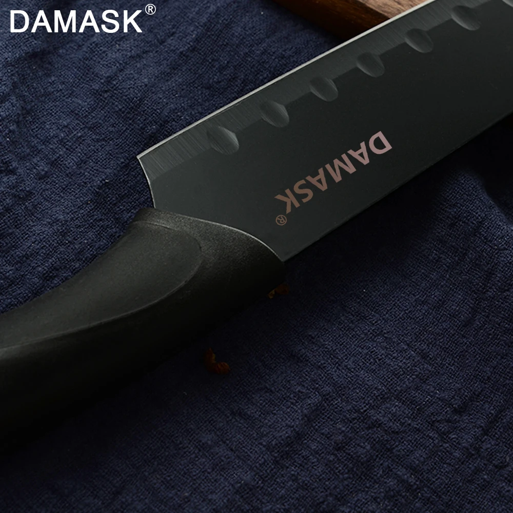 Damask нож шеф повара 3Cr13 стальные ножи с крышками для нарезки хлеба Santoku Vegetabl ручки
