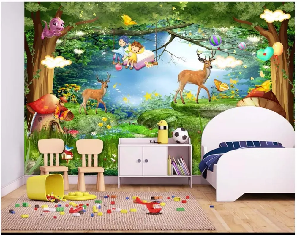 Пользовательские фото обои 3d для стен 3 d красивые леса животные фрески