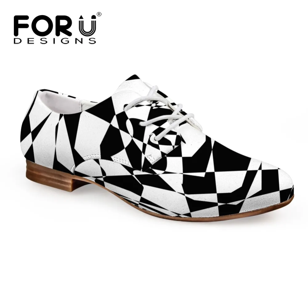 FORUDESIGNS/черно-белая женская обувь; удобные женские туфли-оксфорды из искусственной кожи в полоску; женская прогулочная обувь на плоской подошве со шнуровкой; zapatos mujer