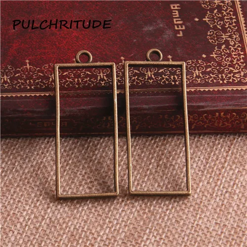 antique bronze PULCHRITUDE 15 шт./лот 20*49 мм цинковый сплав Прямоугольник полые Шарм Золотой лоток ободок кулон Diy ювелирные изделия ручной работы ремесло c2163 - Окраска металла: antique bronze