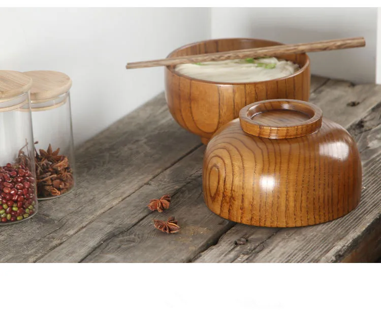1 шт. японский Стиль Натуральный Деревянный Круглый Салатник кухня Bamboo ручная