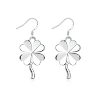 four leaf clover earrings simple flower shape silver earrings standard 925 pure silver ear hook jewelry accessories