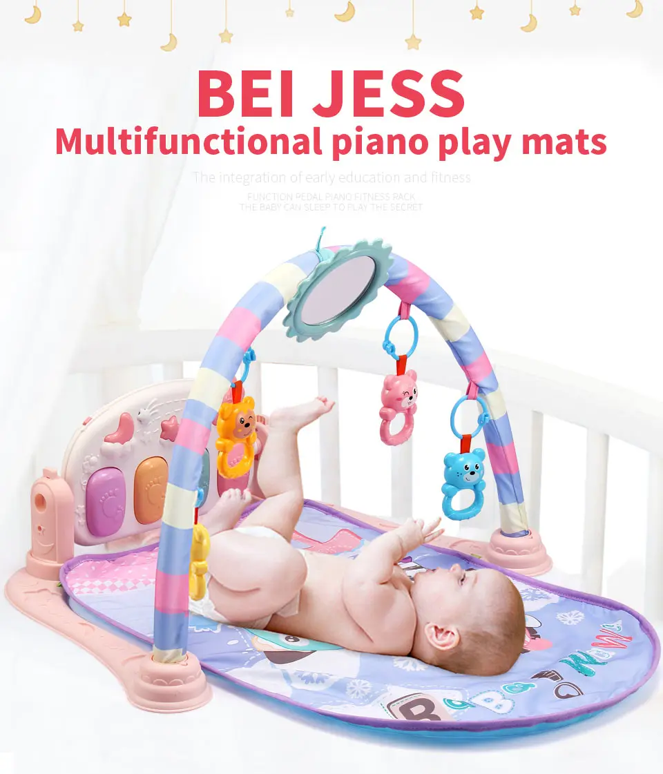 BEI JESS, многофункциональная Музыкальная погремушка для фортепиано, развивающий коврик для детей, обучающий ползающий коврик для фитнеса, игровой коврик, подставка для игрушек