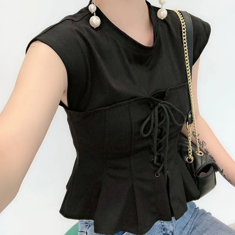 TWOTWINSTYLE элегантная тонкая футболка для женщин с круглым вырезом коротким рукавом