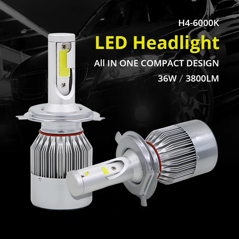 Комплект светодиодных фар Edislight 72 Вт 7600LM H4 лампы ближнего и дальнего света для Toyota