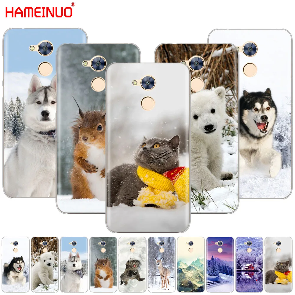 HAMEINUO милый кот собака медведь олень снег сцена животные в зимний чехол для телефона huawei Honor 10 V10 4A 5A 6A 7A 6C 6X7X8 9 LITE