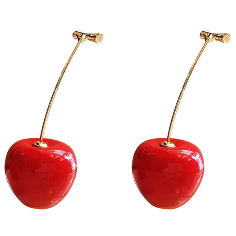 1 пара милые круглые красные вишневые смолы корейские фрукты болтаются