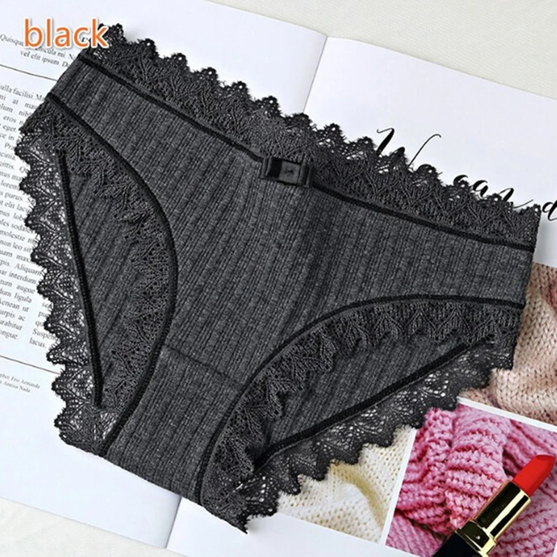 Dark gray Высокая эластичность, милые цветные женские трусы, сексуальное кружевное нижнее белье для девушек, модное удобное нижнее белье, трусики, нижнее белье - Цвет: Dark gray