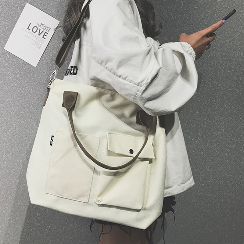 Брендовые холщовые сумки на плечо женские повседневные большие сумочки-тоуты