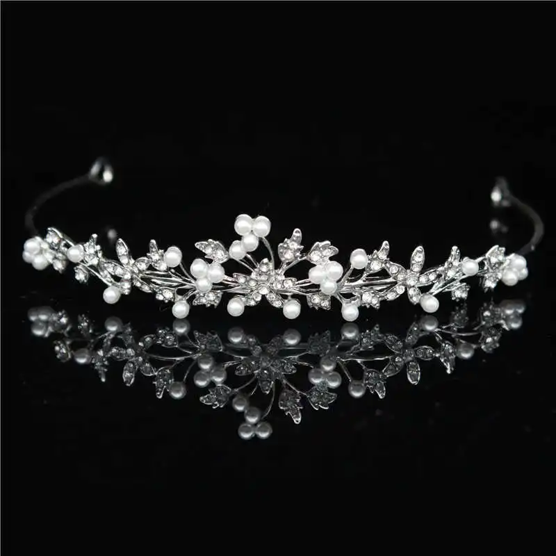 Style 2 Pearl Tiara 11 видов конструкций Хрустальная свадебная тиара Корона для девочки/женщины диадема на выпускной вечер украшения для волос Свадебные невесты украшения для волос аксессуары - Окраска металла: Style 2 Pearl Tiara