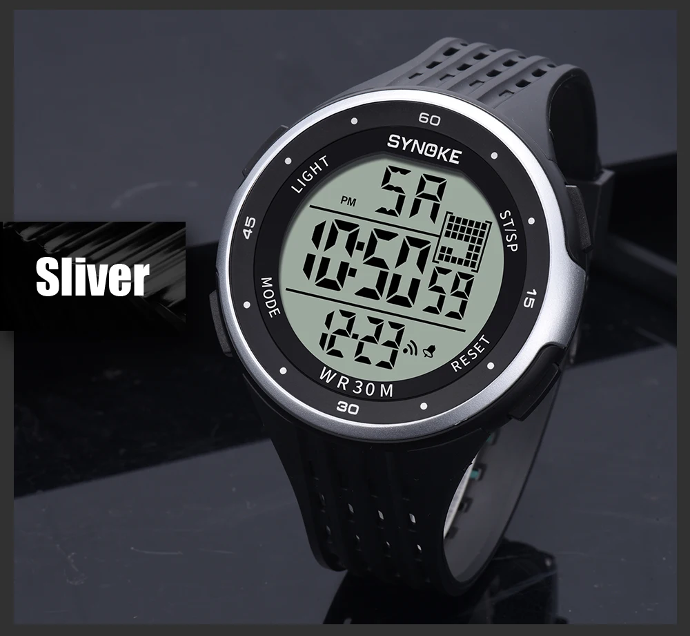 SYNOKE Men Digital Watch Sports Brand Waterproof Luminous Wristwatches Shockproof Large Dial Electronic Male Wrist Clock Men