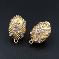 stud clip earrings post oval base with loop hanger paved cz diy findings accessories dubai indonesian wedding jewelry making