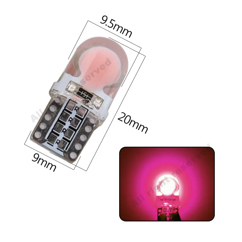 Авто T10 Розовый Красный 194 W5W 168 COB 8-SMD кварцевая Автомобильная LED супер яркий