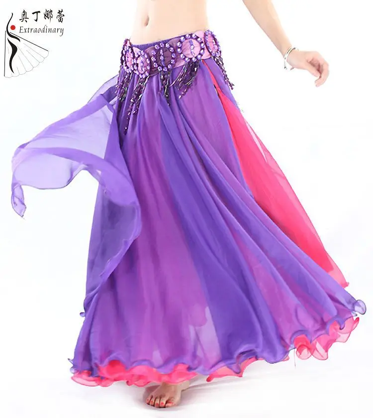 color 1 Танца живота Макси шифоновые юбки для танцев BellyDancing юбка Q00586 - Цвет: color 1