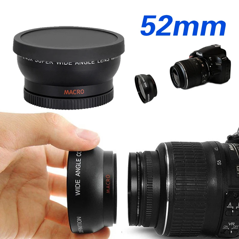 52 мм 0.45X супер широкоугольный объектив для макросъемки рыбий глаз Canon NIKON Sony PENTAX DSLR