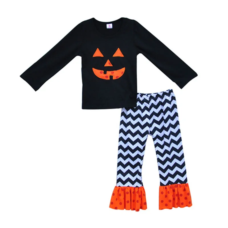 Акция комплект одежды для девочек детский модный костюм Хэллоуина с тыквой деко