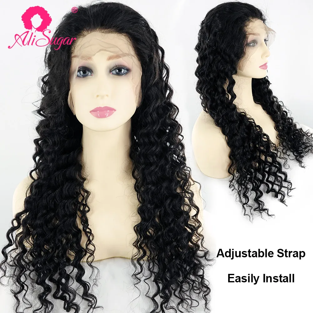 Ali sugar Hair 13*4 человеческие волосы на кружеве парики глубокая волна натуральный