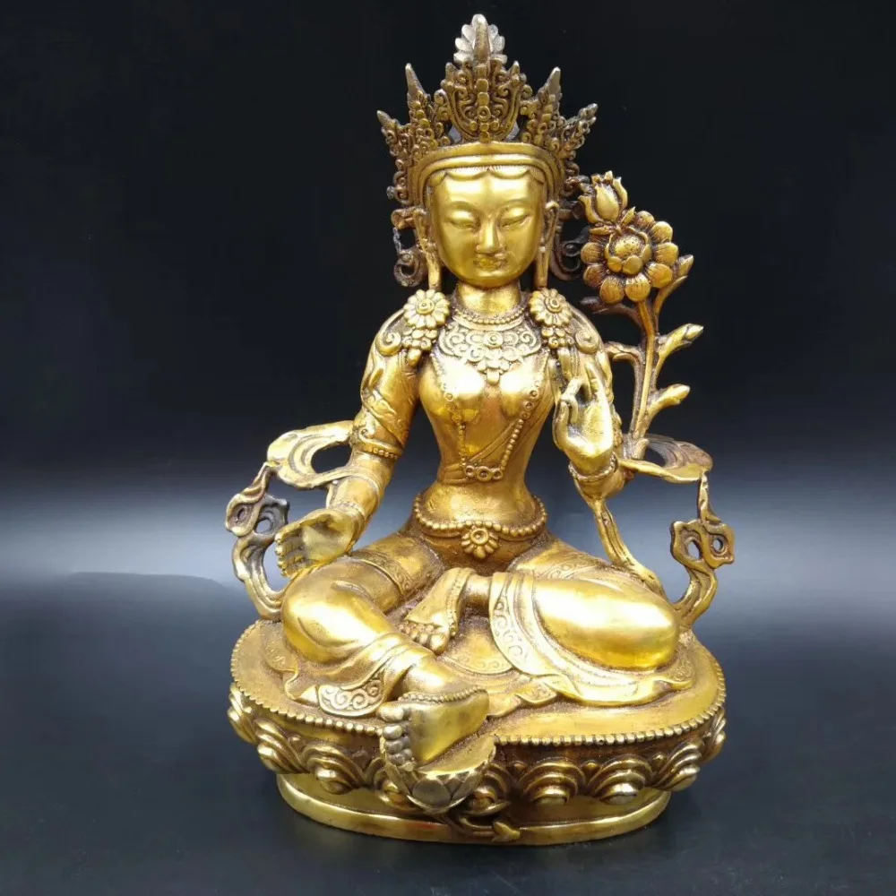 

Collection of ancient folk sculpture Buddhist brass sculpture Manjusri Bodhisattva single arm sculpture 30cm high