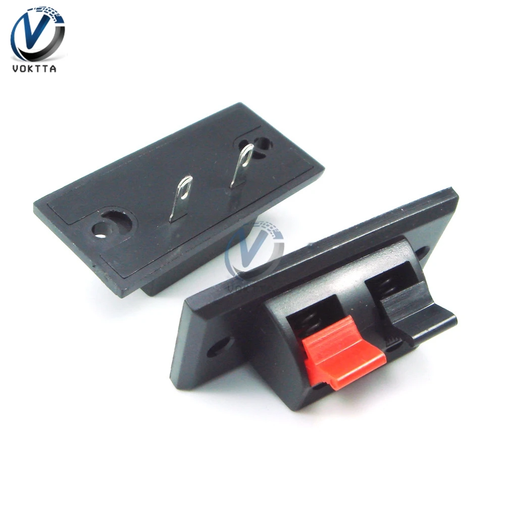 5PCS 2 Way Spring Push Release Connector Plate Speaker Terminal Strip Block Rated Load AC 50V 3A AWG 24-16 Wire Range | Обустройство