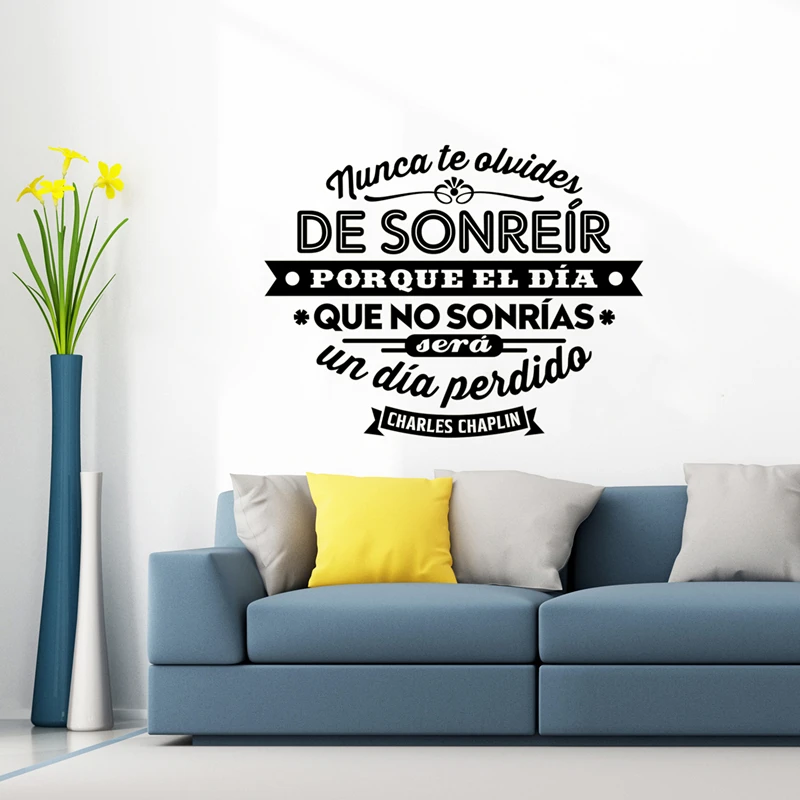 Виниловые наклейки на стену Kililaya Vinilos Adhesivos Frases Nunca Te Olvides De Sonreir декор для гостиной