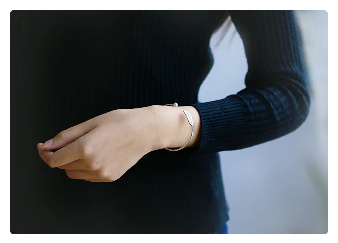 Браслет из серебра S925 пробы с перьями|sterling silver bracelet|925 sterling braceletsilver bracelet |