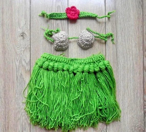 handmade knitting baby flowers Headbands,brassiere and grass skirt 3pcs baby set size:0-1m,3-4m newborn Photo props clothing